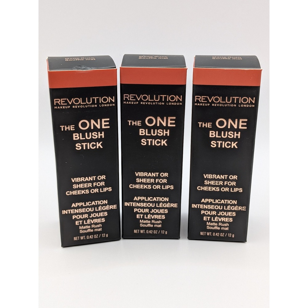 Revolution Makeup London The One Blush Stick Matte Rush 3 Pack New 20084 0.42oz